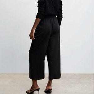 Mango Black Linen-blend culotte trousers Size M sold out